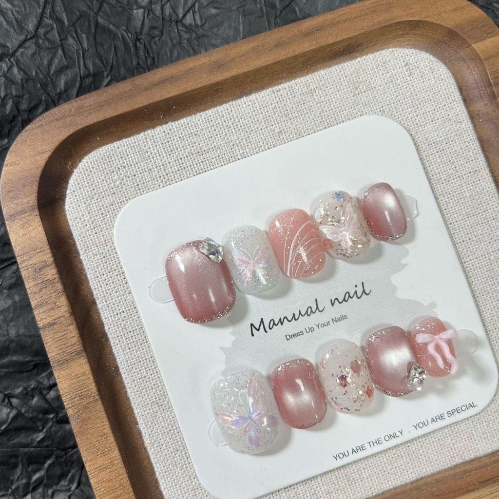 Cat Eye Style Handmade Cute Cartoon Girl Nail Art Stickers - Removable, Short, Round (A604)