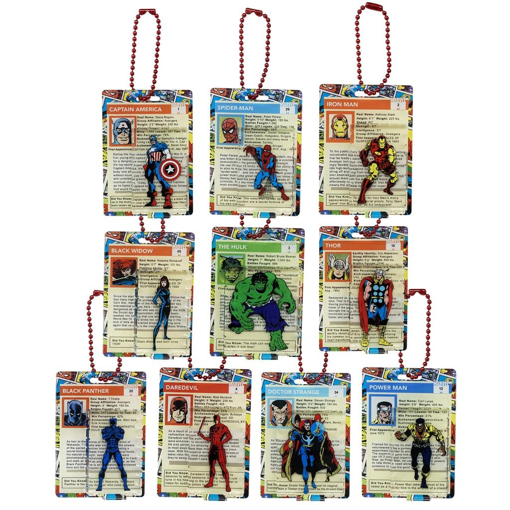 Small Planet Marvel Figures/Blind Blister-Style Acrylic Keychains, Complete Set of 10
