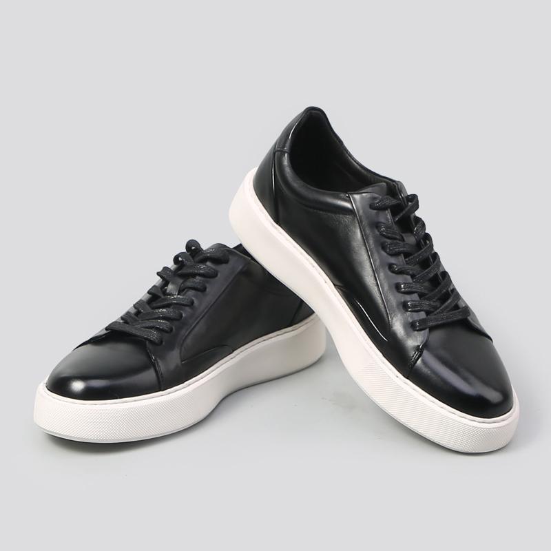 Spring Autumn Cowhide Board Shoes Men Original Sneakers Round Head Flat Heel Lace Up Sport Causal Shoes High Quality All Match