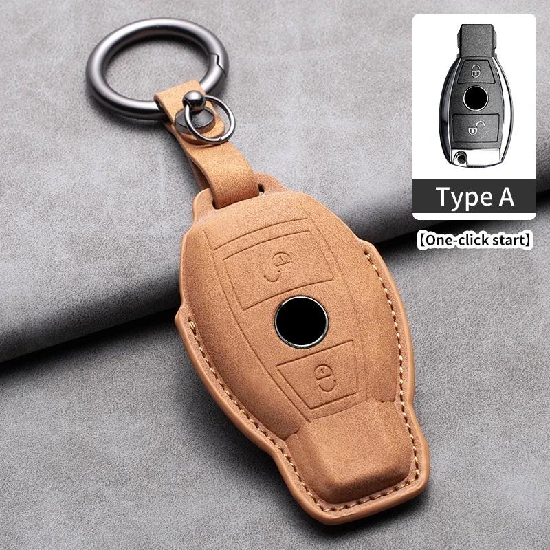 Car Key Cover for Mercedes Benz A C E S G Class GLC CLE CLA W177 W205 W213 W222 X167 AMG Leather Car Key Protective Cover