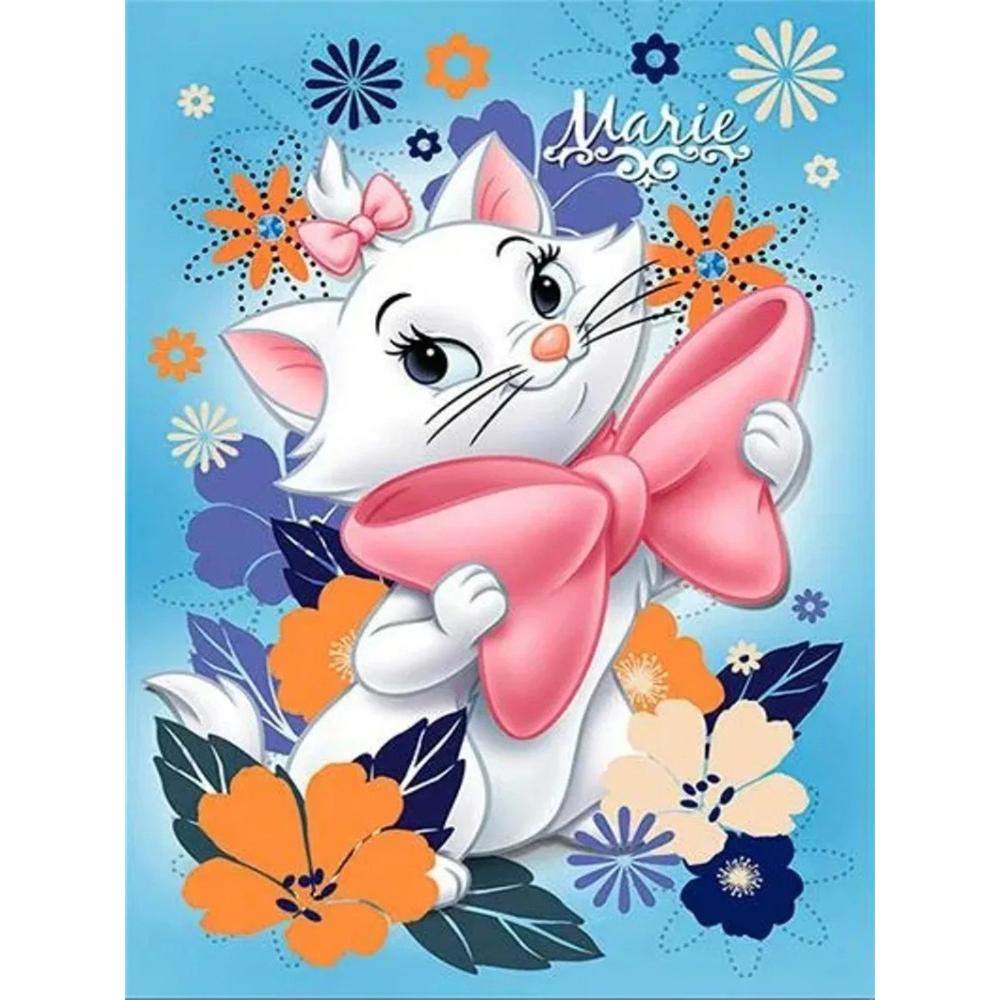 

Disney Diamond Painting Marie the Cat Springtime Floral Theme Illustration Diamond Mosaic Cross Stitch Diamond Inlaid Room Decoration Gift Round 20x30cm