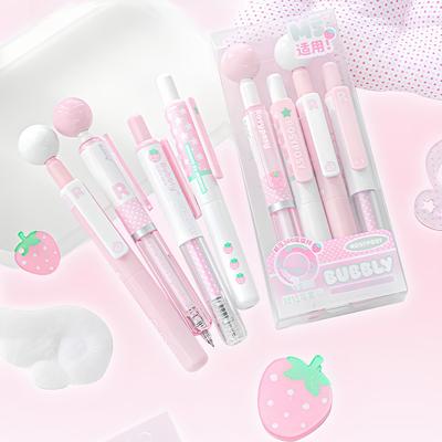 BUBBLY Short Gel Pens 4-pack Cute Retractable Neutral Pens 360° Rotating Stress Relief Black Color Ink for Writing A3139