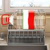 Over-sink dish rack organizer, rustproof steel sponge holder with soap dispenser and sponge shelf, no-drill clamp mount design