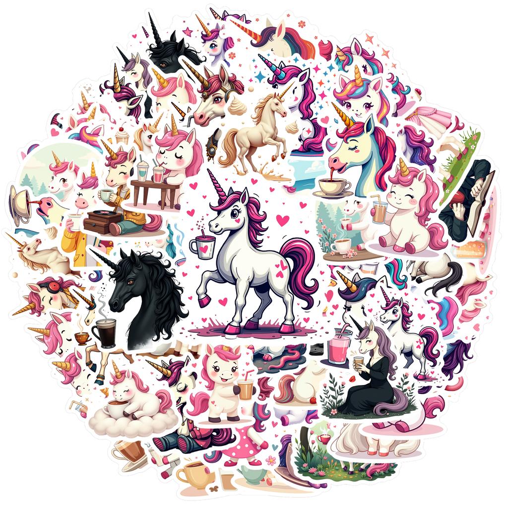 35-150pcs Unicorn Stickers Cute Pony Graffiti Sticker Kawaii Animal Stationery Sticker Decals Classroom Learning Rewards