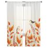 Thanksgiving Fall Plants Robin Sheer Curtains Transparent Voile Tulle for Living Room Bedroom Holiday Window Decoration