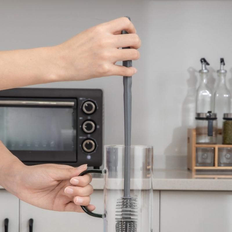 2 Stück Flasche Silikon Reinigungsbürste Langer Griff Flaschenreiniger Haushalt Büro Reinigungszubehör Bequem & Funktionell