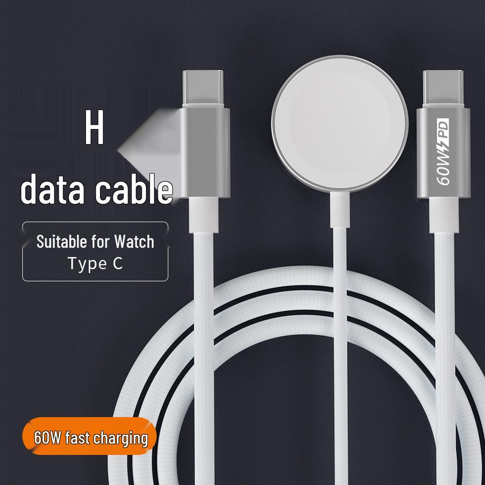 Dual Type-C PD Fast Charging Cable for Apple Watch, 100W, 5A C to C + Watch (60W)
