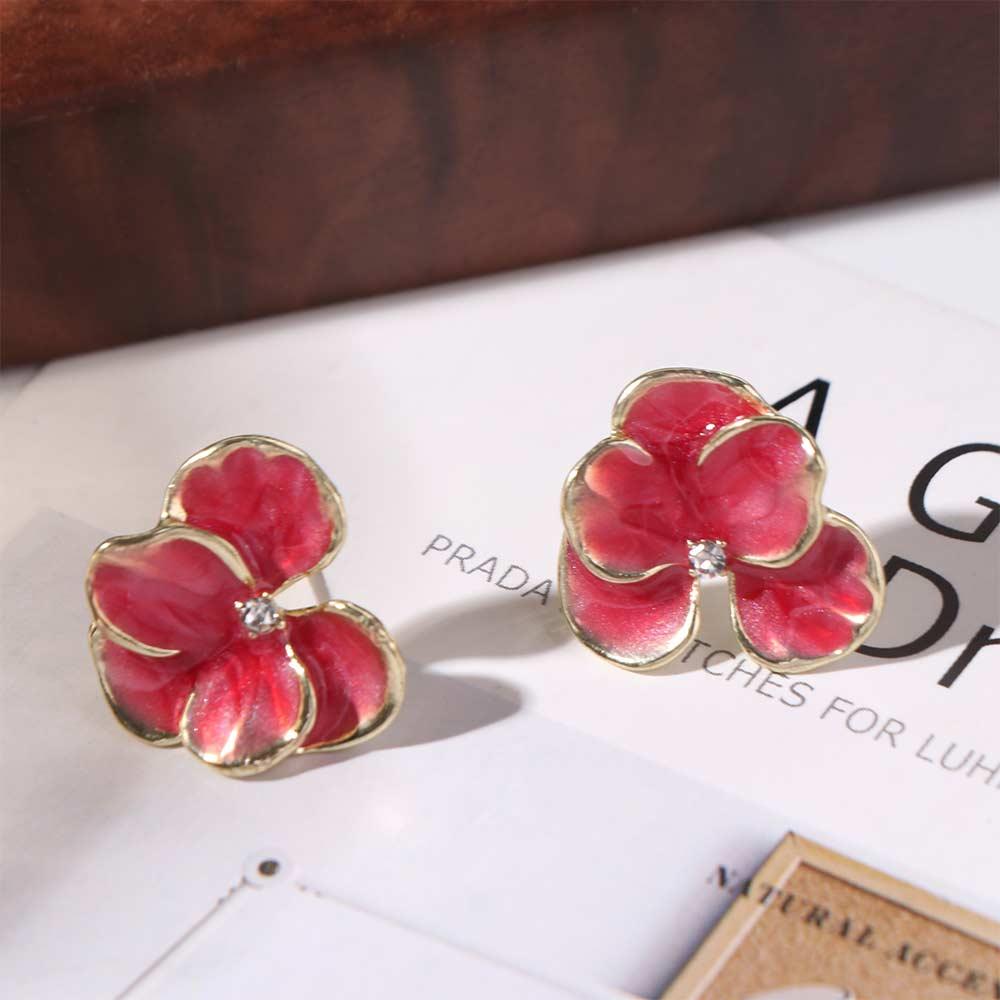Luxury Flower Stud Earrings Rhinestone Five Petals Earrings 3D Petal Flower  Earrings  Women