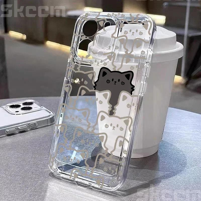 Cartoon Animal Cute Cat Soft Clear Phone Case For iPhone 15 Cases iPhone 16 14 13 12 11 Pro Max Mini XS XR X 7 8 Plus Cover