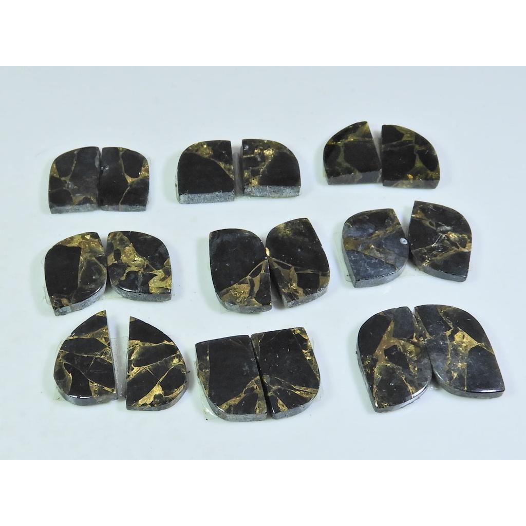 105Cts. Natural Black Copper Tourquise Fancy Cabochon Matched Pair 9Pair Lot A-145