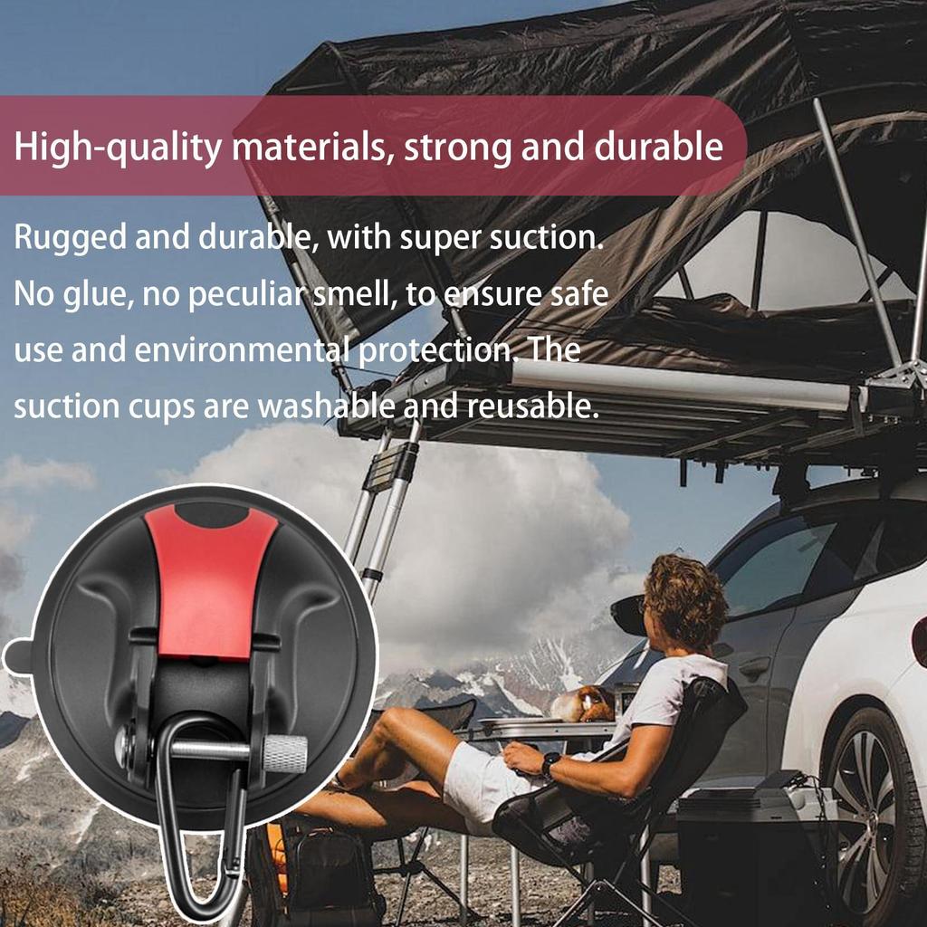 Upgrade Strong Suction Cup Hooks No Drilling Car Suction Cups Anchors With Carabiner For RV Awning CampingEssentials Glass Tents