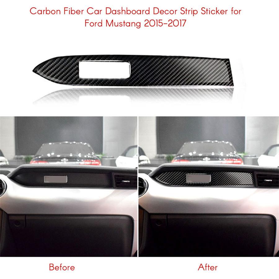 Carbon Fiber Look Interior Dashboard Panel Cover Trim For Ford Mustang 2015-2019