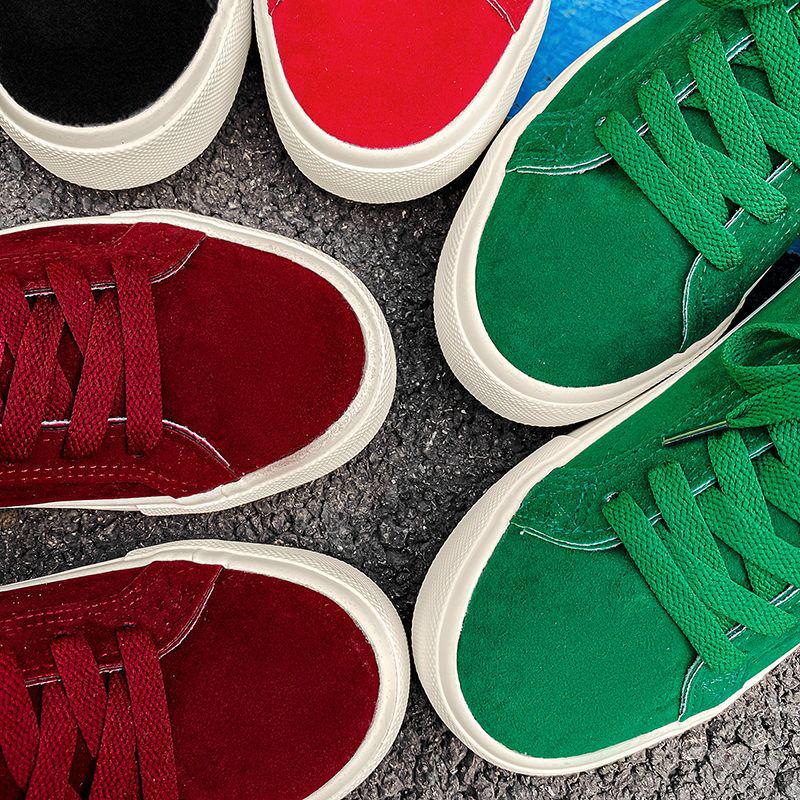 Burgundy Retro Suede Canvas Skate Shoes - Trendy & Versatile for Women & Men