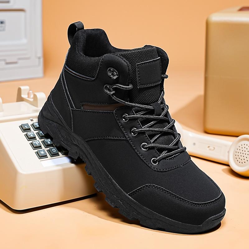 

Autumn and winter large size 48 Martin boots trendy outdoor hiking big head high help tooling boots big yellow boots a big hair 39 чёрный