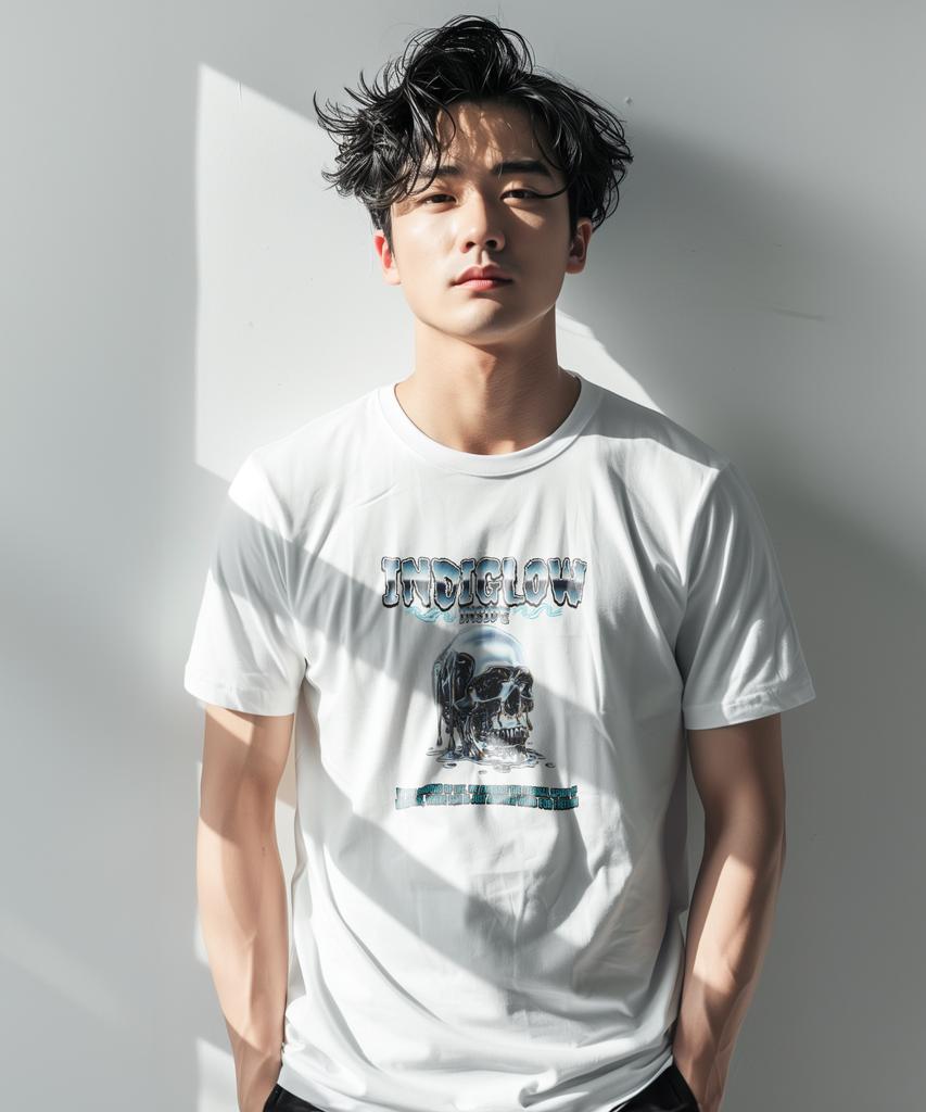 INDIGLOW 3D Skull Melt Vintage Graphic Print T-Shirt