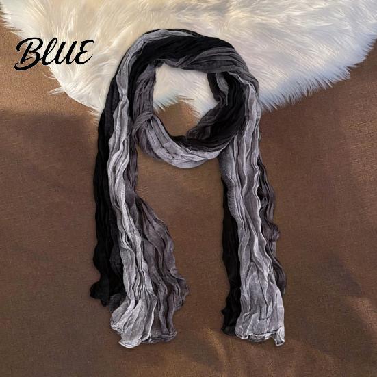 Unisex Fashion Shawl Neck Wrap Pleated Warm Gradient Design Scarf Two-Color Bow Tie Cold Weather
