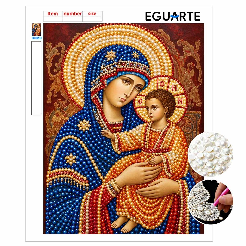 DIY 3D Pearl Diamond Painting Art Set Home Decor Art Set Wall Art Religious Icon Portrait Craft Kit