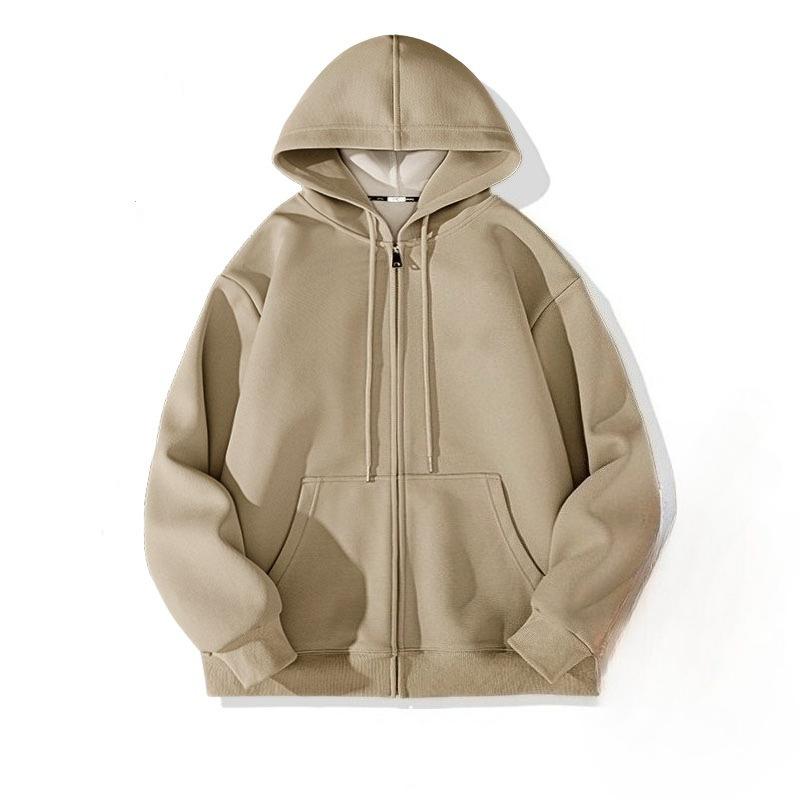 

Unisex Hoodies & Sweatshirts Solid Color Fashionable Versatile Adult Hooded Zipper Sweatshirt XXXL хаки