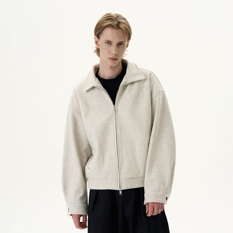 Kisko American Retro Basic Silhouette Cleanfit Woolen Jacket for Men and Women, High-End Casual Cardigan Jacket