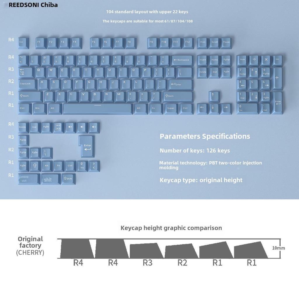 126-klawiszowe dwukolorowe nakładki na klawisze PBT do klawiatur mechanicznych