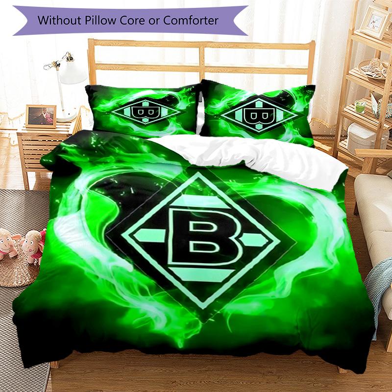 3pcs Borussia Mönchengladbach LOGO Pattern Bedding Set Duvet Cover Set Includes Duvet Cover &pillowcases, Perfect All Season Bedroom Decoration & Gift