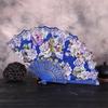 2025 Vintage Silk Fan Floral Pattern Decorative Wedding Party Chinese Japanese Bamboo Fan Dance Hand Fan Flower Fan