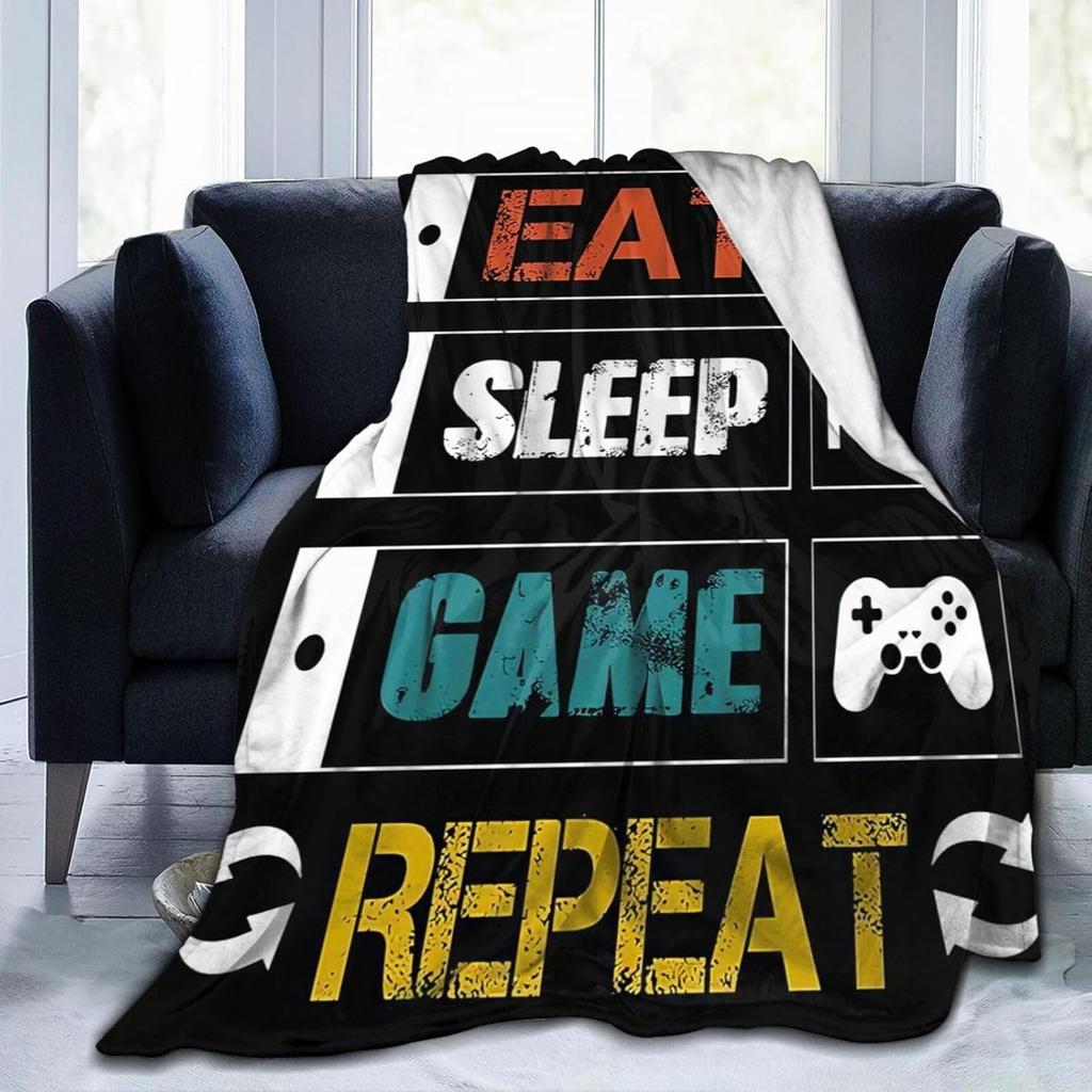 Gamer Fleece Throw Blanket For Bed Sofa Couch,Game Gamepad Flannel Fuzzy Blanket, Modern Game Controller Bed Blanket Room Decor