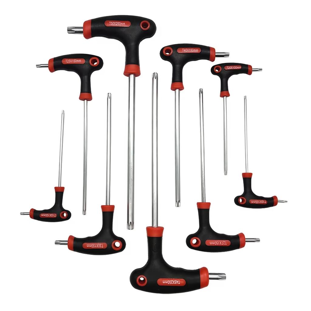 YUENTOEN Long Ball Point Hex Wrench Torx Wrench Screwdriver for Bicycle Repair and Screw Fastening T-Shaped Set, Star-Shaped T10, T15, T20, T25, T27,