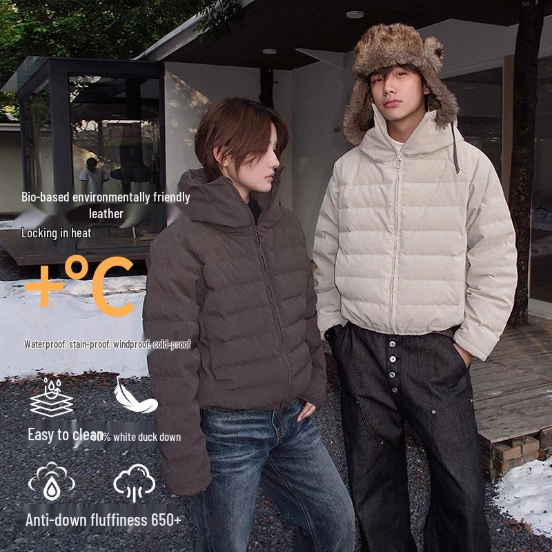 EME Yishengyiyi Lightweight 90% White Duck Down Hooded Jacket for Autumn/Winter Warmth