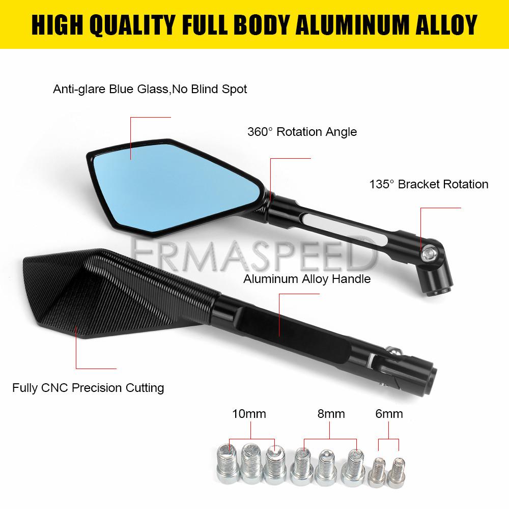 Plně CNC hliníková motocyklová zpětná zrcátka 8MM 10MM univerzální antireflexní boční zrcátka pro Z900 Z750 Z650 MT09 MT07