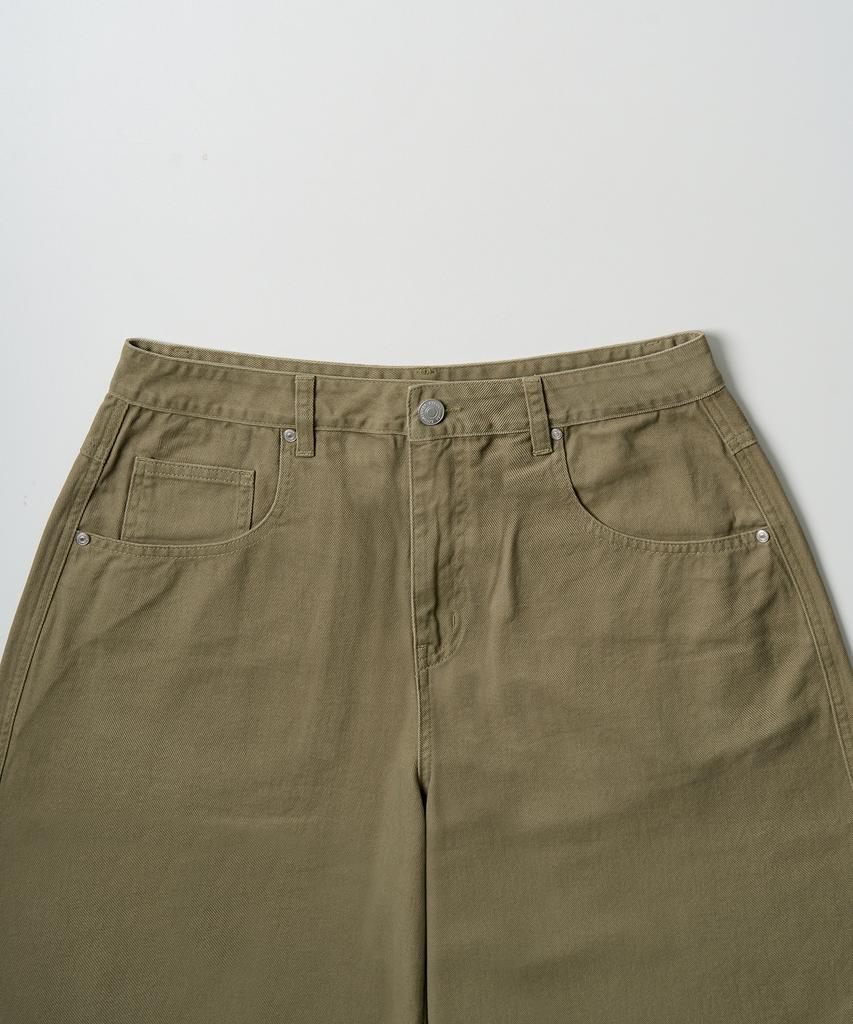 EXCONTAINER Utility Dart Cotton Pants (Khaki Beige)