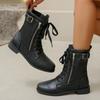 Women Ankle Boots Mid Heels Leather Shoes 2025 Winter Trend New Retro Chelsea Casual Shoes Fashion Motorcycle Chunky Botas Mujer
