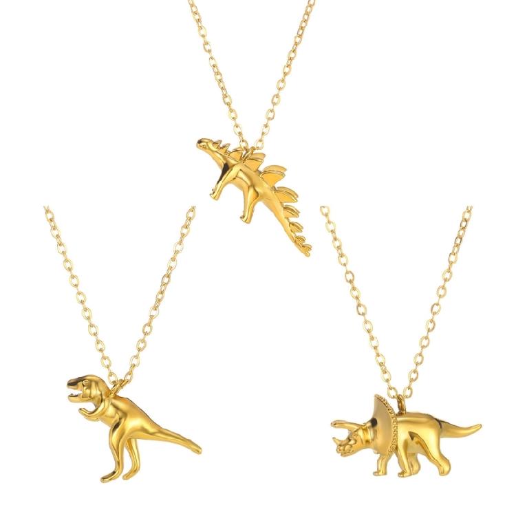 Modern Dinosaur Pendant Necklace Children Gold Color Chain Necklace Cute Wildlife Jewelry for Dinosaur Enthusiasts