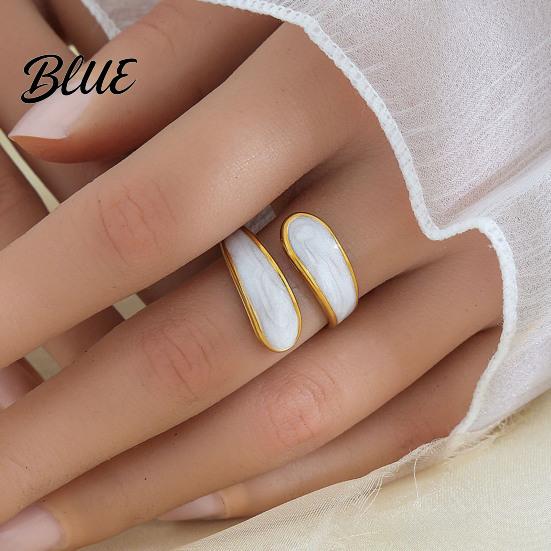 Titanium Steel Statement Rings 6Pcs Open Adjustable Flower Heart Sun