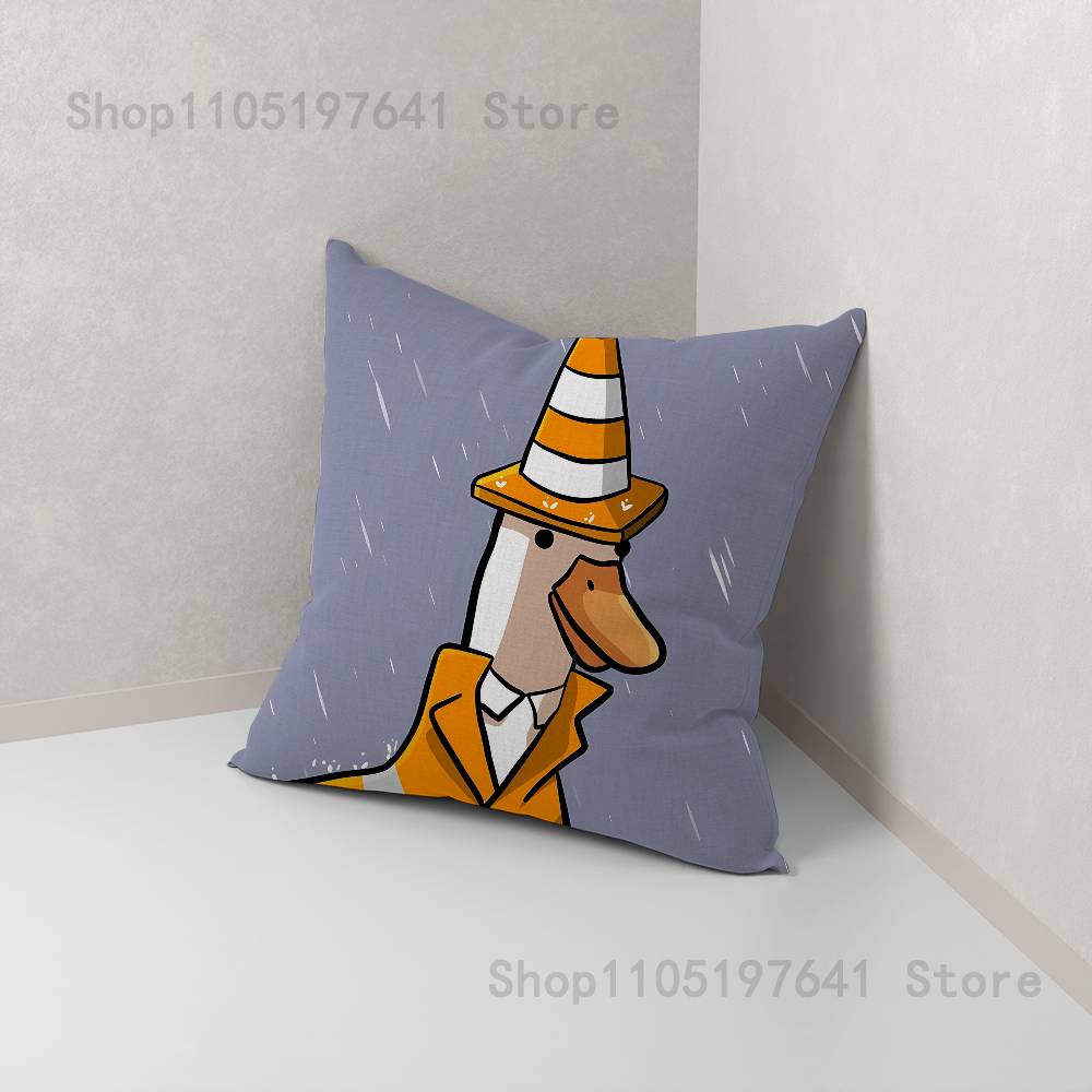 Funny D-DucK Goose meme Anime Celebrity Merchandise All-Match Printed Pillow Case Sofa Car Office Room Decoration Protector