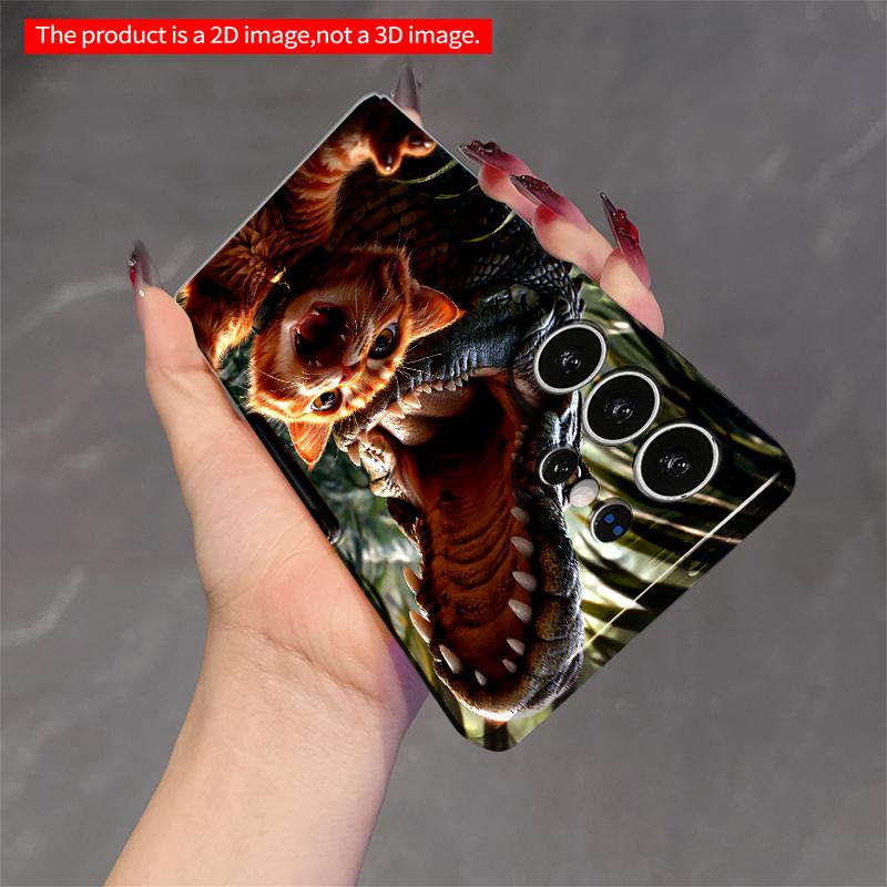 2DFlat Samsung phone case Gator Selfie Cat Adventure Applicable to Galaxy S22 S23 S24 S25ULTRA S26 A12 A13 A14 A15 A16