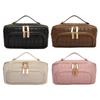 Women Makeup Organizer Bag PU Leather Makeup Storage Handbag Diamond Lattice Large Opening Makeup Bag for Home Business Trip