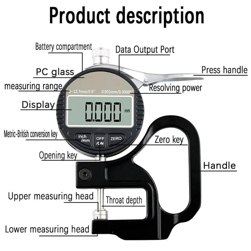 0.01/0.001mm Electronic Thickness Gauge Micrometro Thickness Tester for Paper Cloth 0-12.7mm Digital Micrometer Thickness Meter
