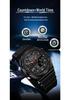 Sanda Men's Trendy Dual Display Casual Watch - Waterproof, Luminous, Octagonal Design with Countdown & Snooze Functions.