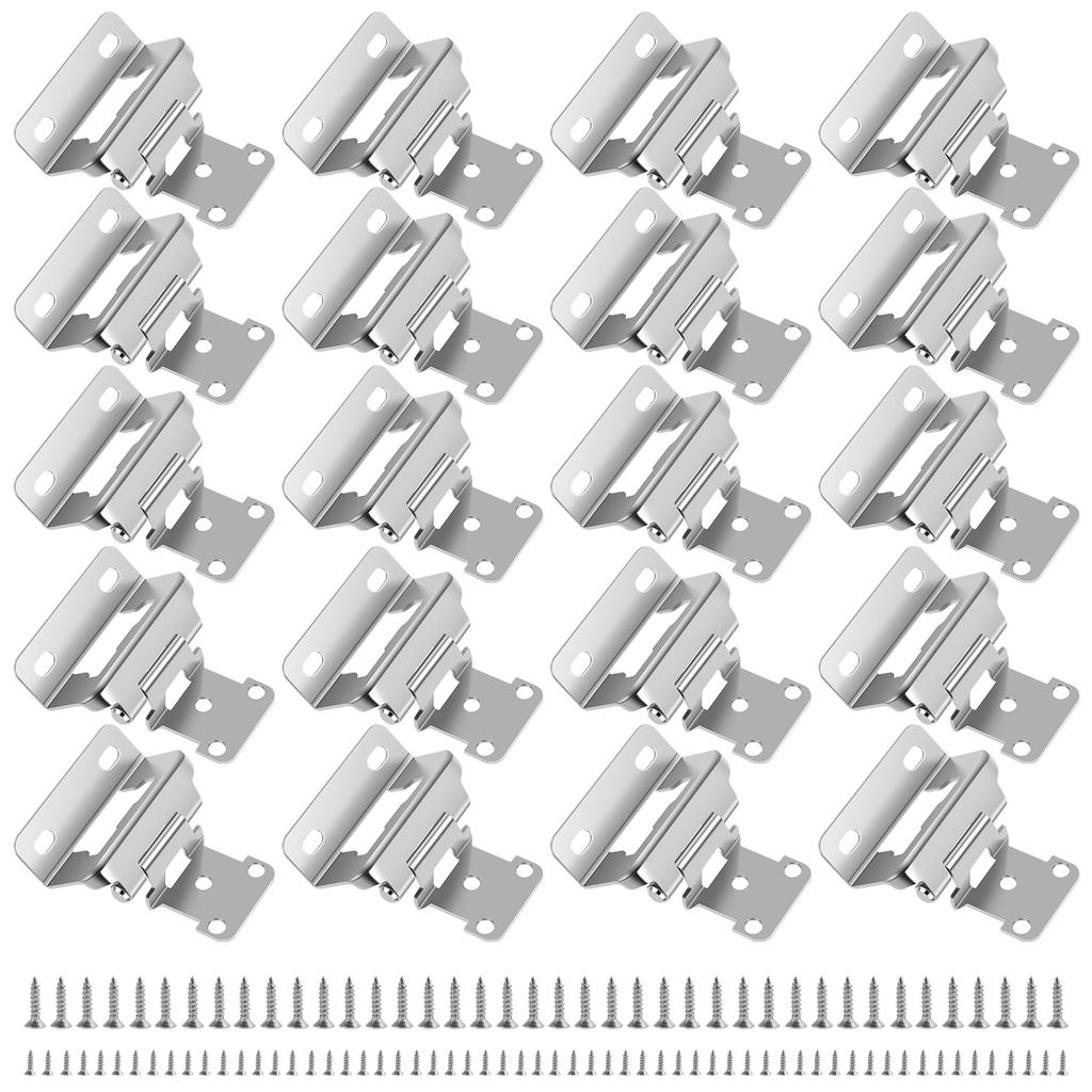 20Pcs Self Closing Hinges  Overlay Frame Cabinet Hinges Cold Rolled Steel Semi-hidden cover Folding Hinges Furniture Hardware