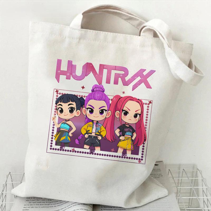 KPOP Demon Hunter Group Printed Canvas Bag Spot Women's Daily Handbag Shopping Bag KTY