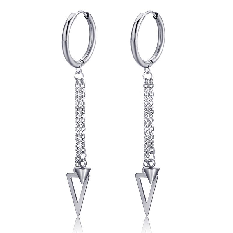 New Punk Stainless Steel Chain Hoop Earrings For Women Men Trendy Goth Pop Hip Hop Pendants Ear Jewelry Accessories Earring