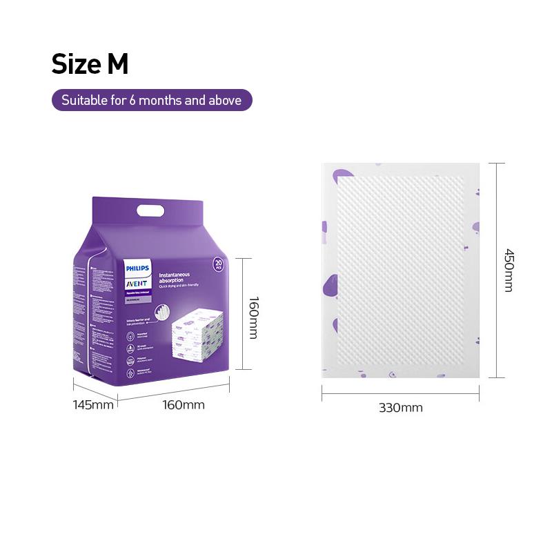 Philips Avent Disposable Baby Care Mat Diaper Pad Soft On Skin M/L 20pcs/pack