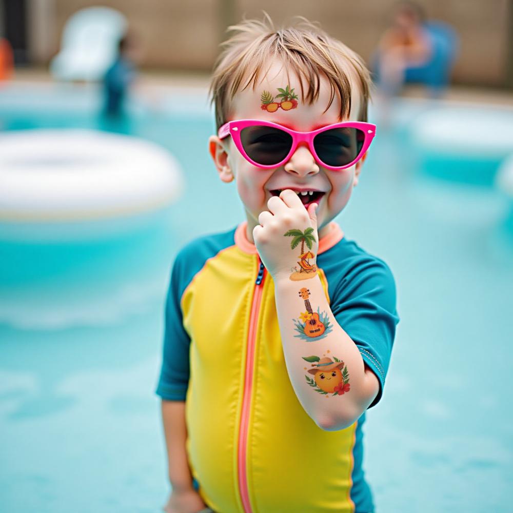 63pcs Temporary Tattoo Summer Icons Waterproof Long-lasting Body Stickers Hawaii Designs Temporary Tattoo Stickers For Arms