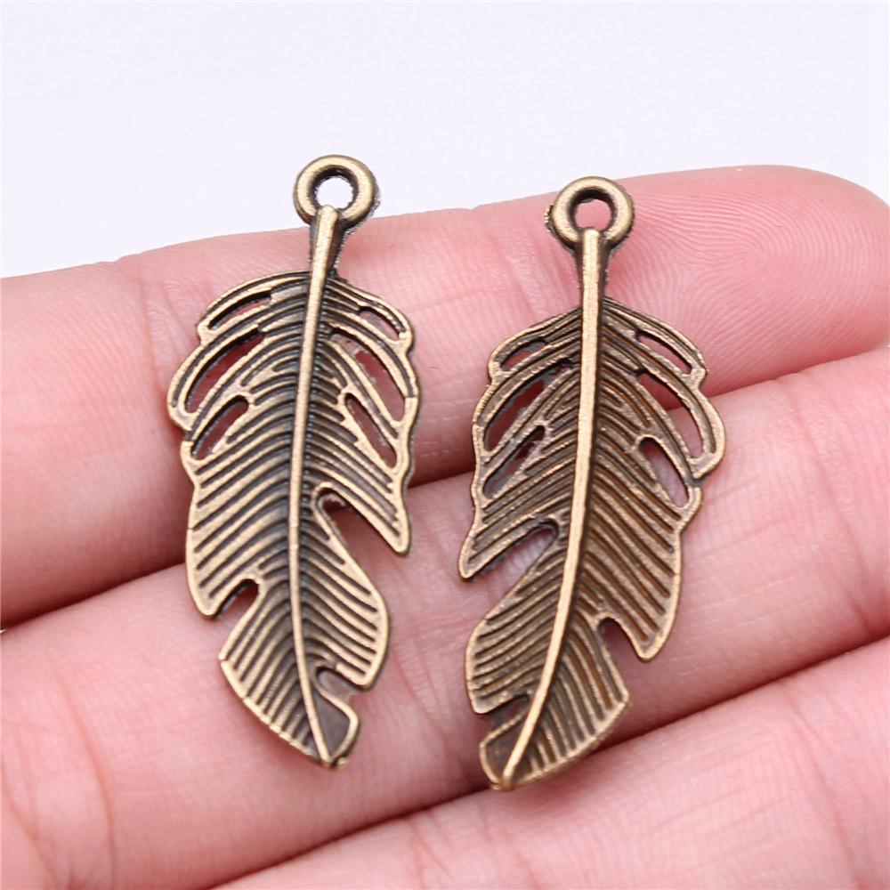 Feathers Leaf Nature Charm Antique Bronze Zinc Alloy Jewelry Making Supplies Bracelet Making Style Pendants