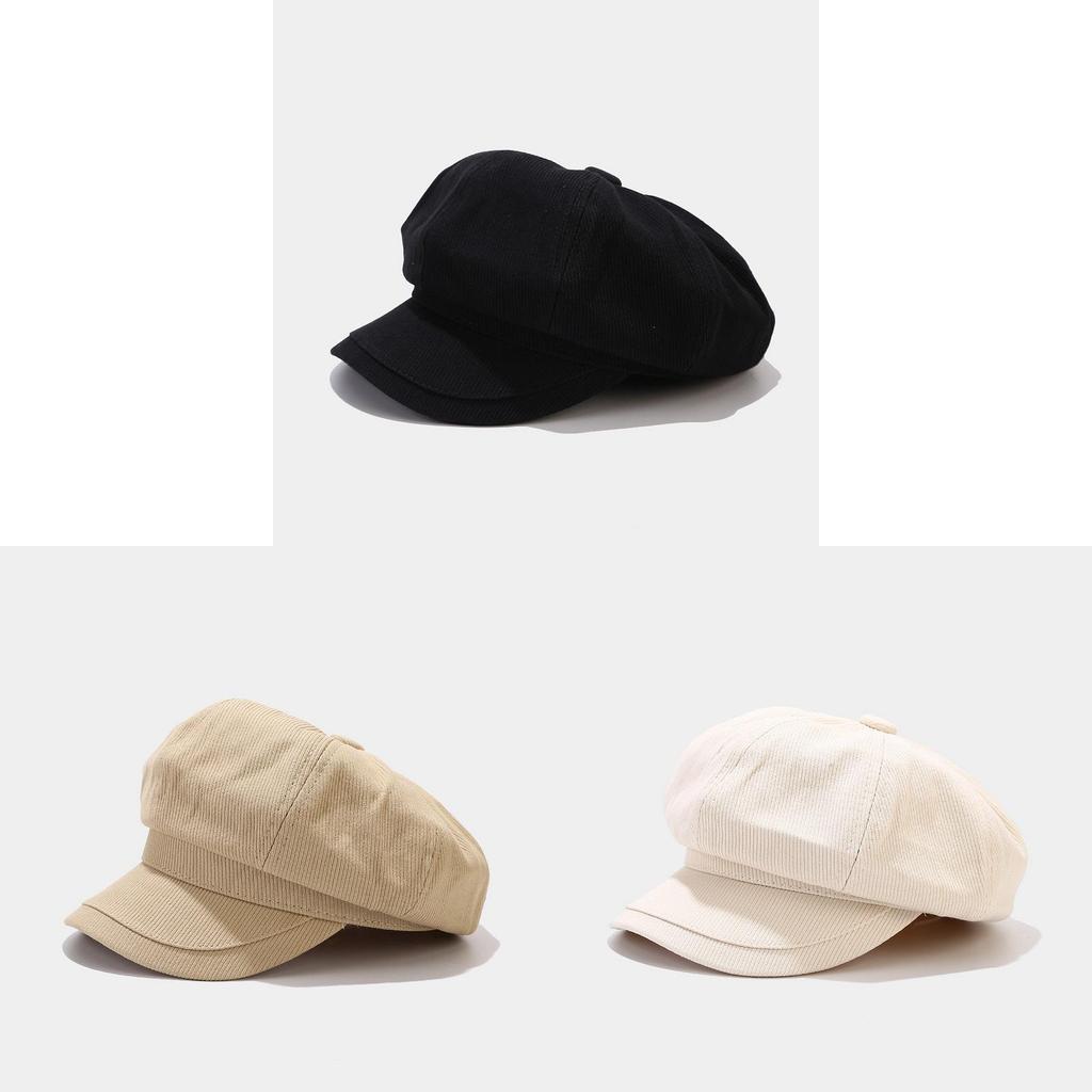Korean Style Newsboy Hat With Round Crown And Cotton Material For Winter Outdoor Use