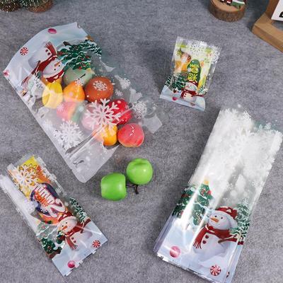 50/100Pcs Plastic Christmas Snowman Cookie Bags Snowman Snowflake Pattern Transparent Christmas Gifts Bags Thickened