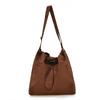 Washed Fabric Pleats Bucket Bag, Made Waterproof Nylon Drawstring Fold Cross Body Bags, Casual Versatile Shoulder Messenger Bag