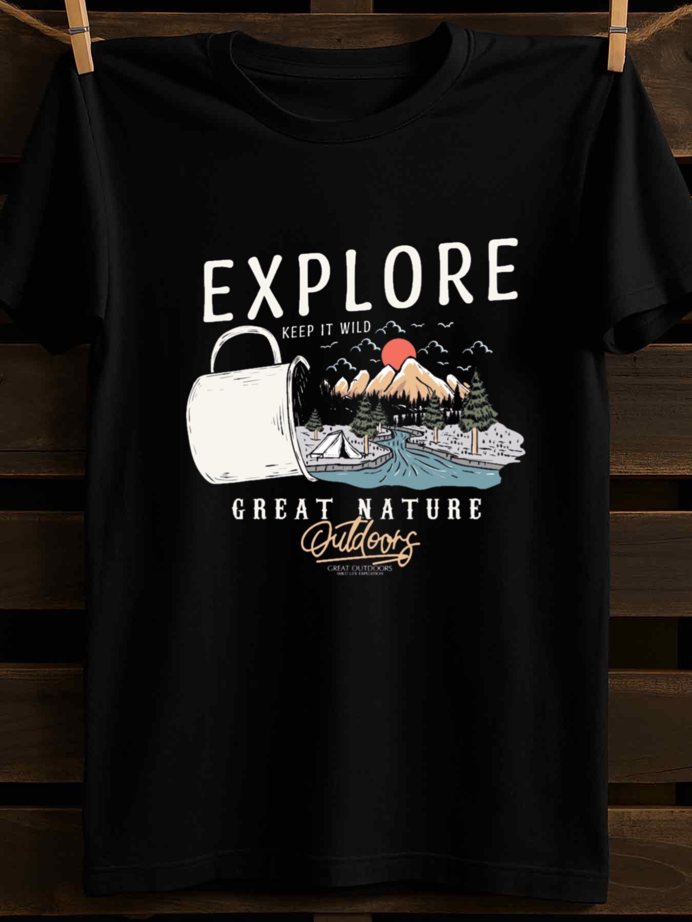 Men s T-Shirt Y2K Pack Camping T-Shirts Heavyweight Black S
