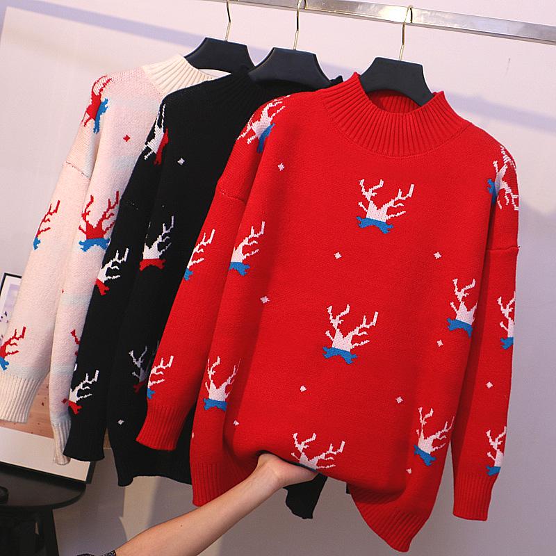 Women's 2023 Christmas Loose Knit High-Neck Sweater: Trendy, Versatile, Celebrity-Inspired Outerwear